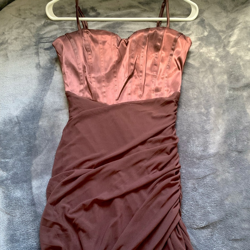 Brown, Fitted Mini Dress